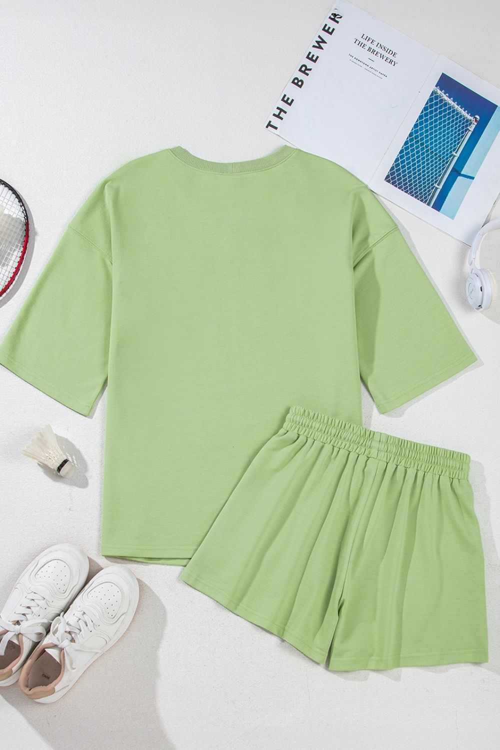 Hazel Blues® | Loose V Neck Half Sleeve Tee and Drawstring Shorts