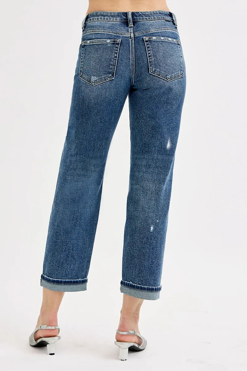 Hazel Blues® | RISEN Low Rise Crop Boyfriend Jeans