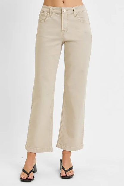 Hazel Blues® | RISEN Tummy Control Mid Rise Ankle Straight Jeans