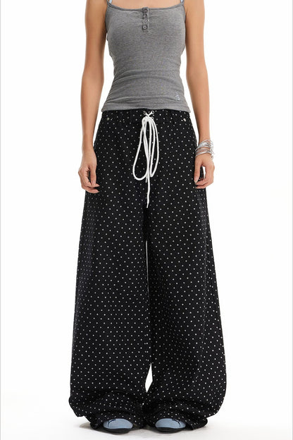 Retro Polka Dot Loose Straight Jeans