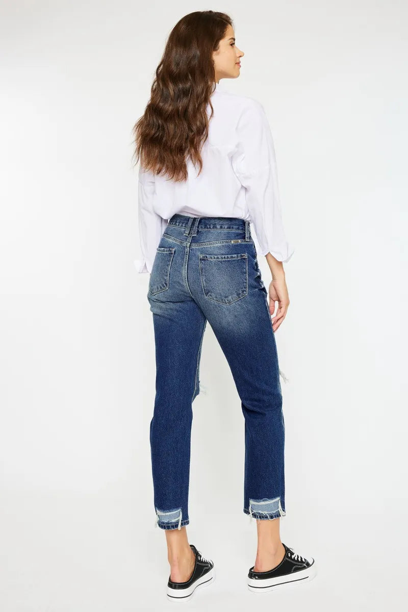 Hazel Blues® |  Kancan High Rise Distressed Mom Fit Jeans
