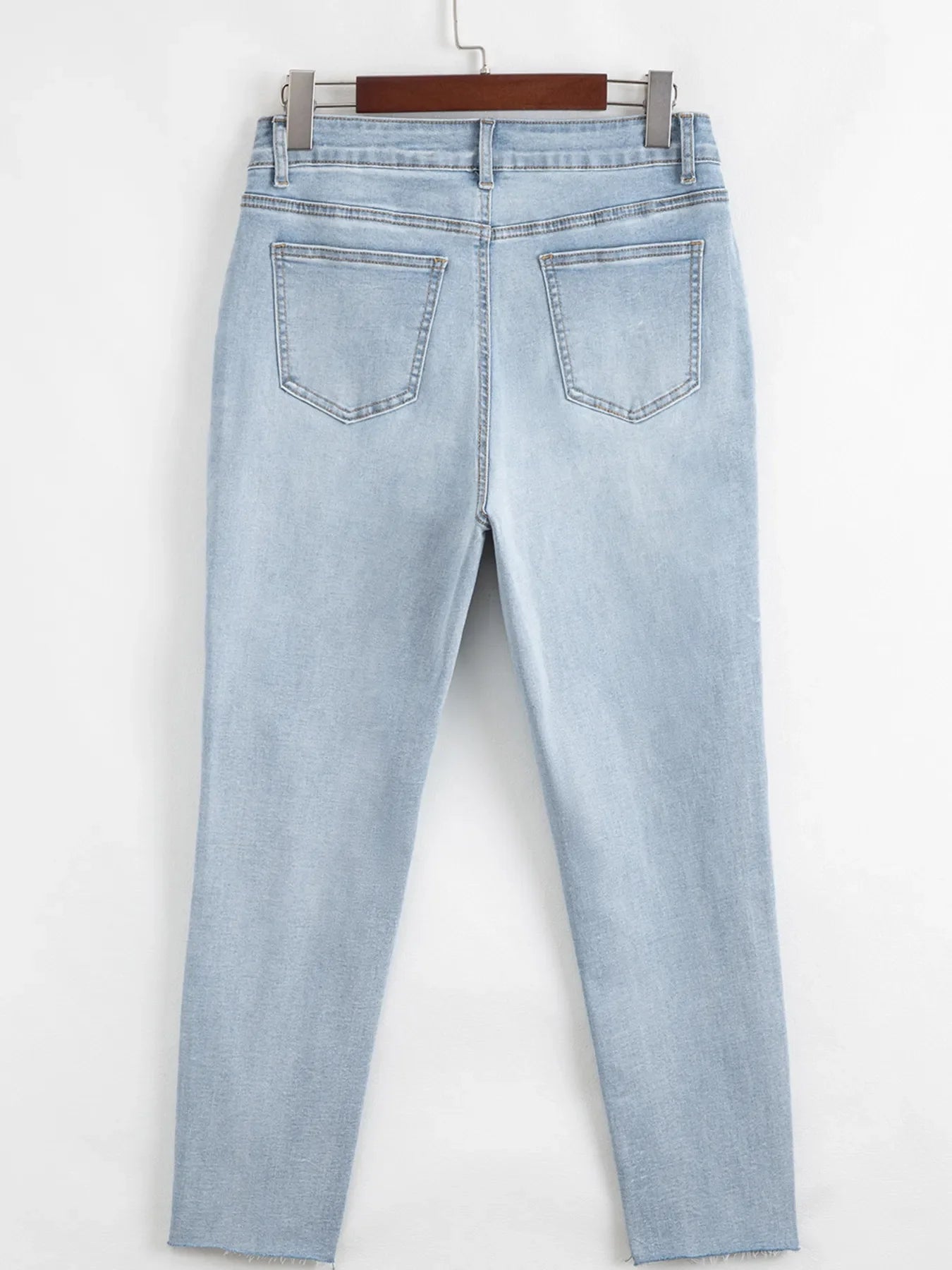 Hazel Blues® |  Mid Rise Ankle-Length Distressed Skinny Jeans