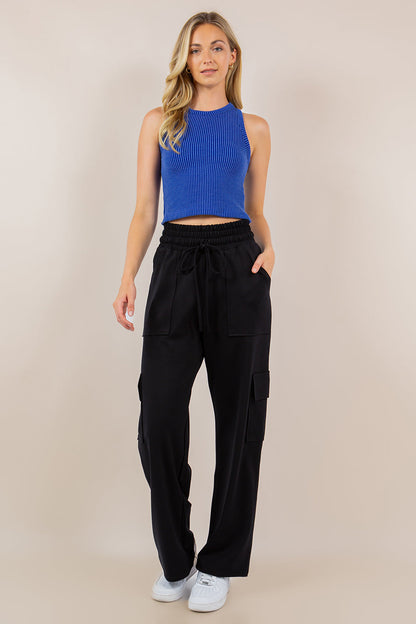 Hazel Blues® |  PREORDER: Ponte Stretch Cargo Pants In Five Colors