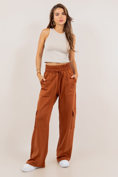Hazel Blues® |  PREORDER: Ponte Stretch Cargo Pants In Five Colors