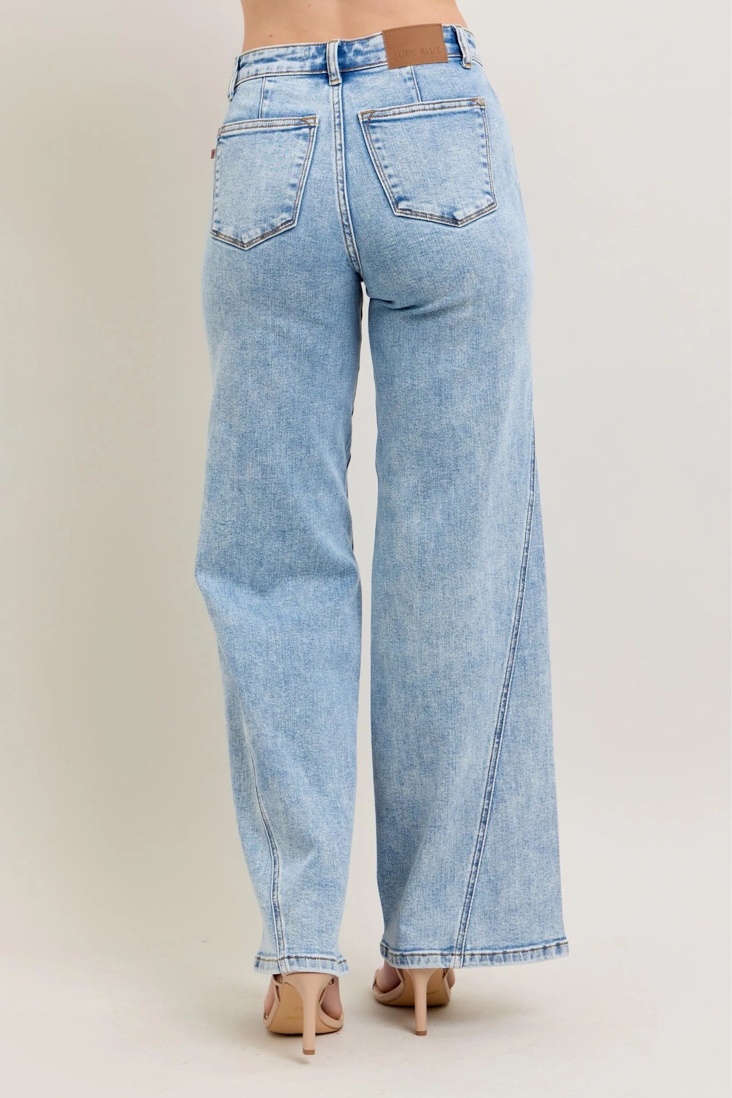 Hazel Blues® | Judy Blue High Waist Wide Leg Jeans with Skewed Inseam