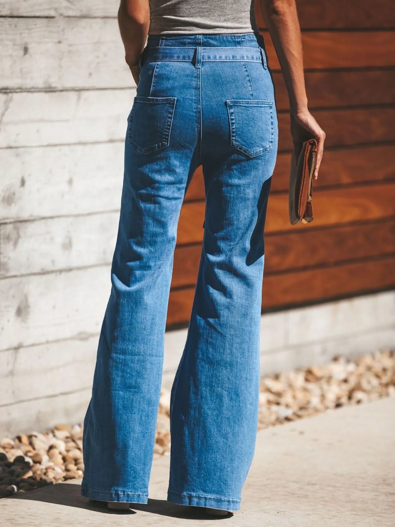 Hazel Blues® |  High-Waisted Tie-Front Flare Jeans