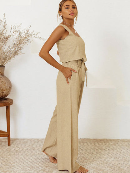 Hazel Blues® |  Square Neck Sleeveless Top and Pants Set