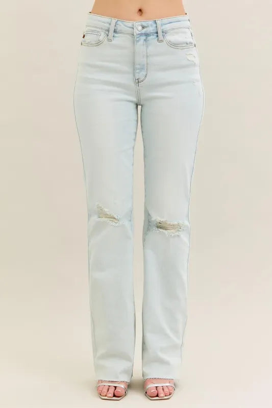 Hazel Blues® | Judy Blue Destroy & Fray Hem Bootcut Jeans