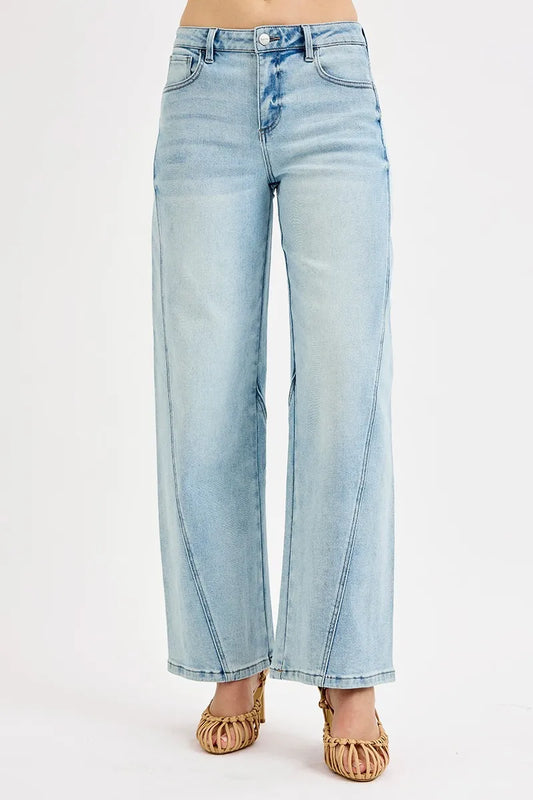 Hazel Blues® | RISEN Mid Rise Fit Barrel Jeans