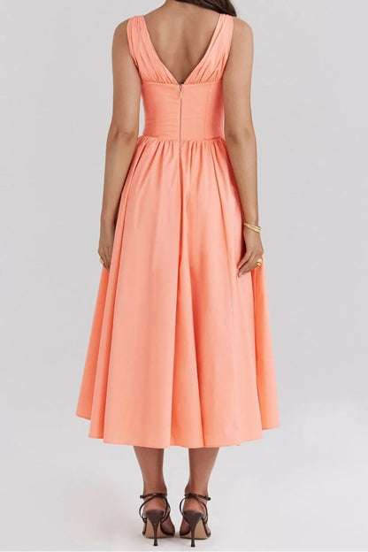 Hazel Blues® |  Ruched V-Neck Sleeveless Dress with Pockets