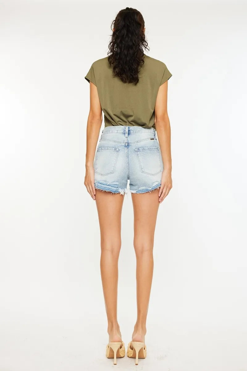 Hazel Blues® |  Kancan High Rise Raw Hem Denim Shorts