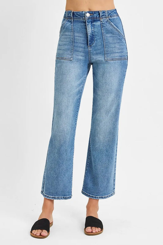 Hazel Blues® | RISEN High Waisted Bootcut Cropped Jeans