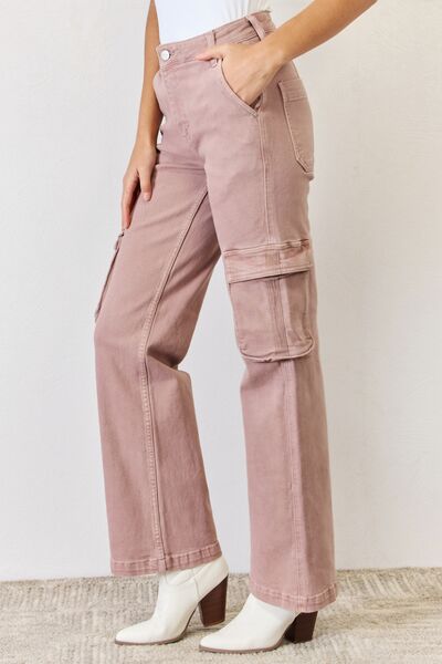 Hazel Blues® |  RISEN High Rise Cargo Wide Leg Jeans