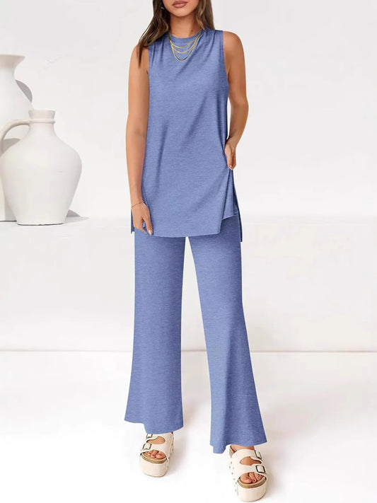 Hazel Blues® |  Round Neck Tank and Pants Set