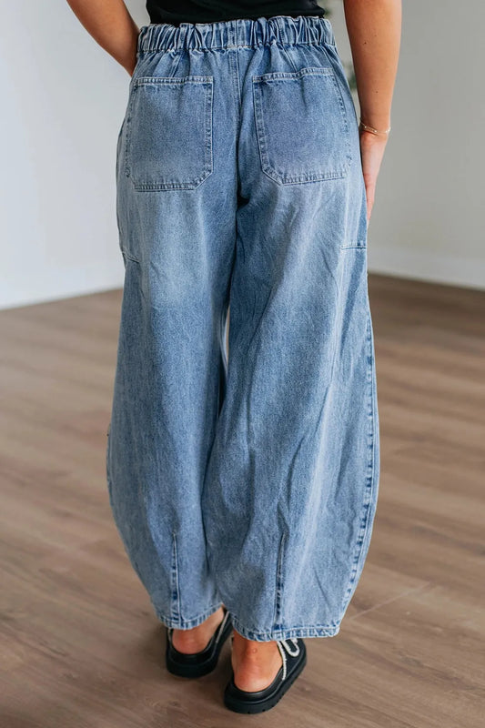 Hazel Blues® |  Wide Leg Drawstring Jeans