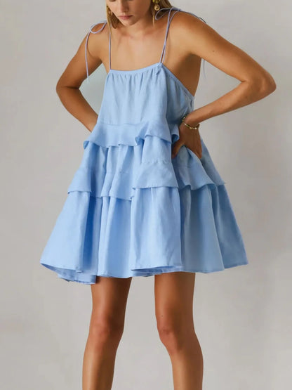 Hazel Blues® |  Ruffle Layered Tie Shoulder Cami Dress