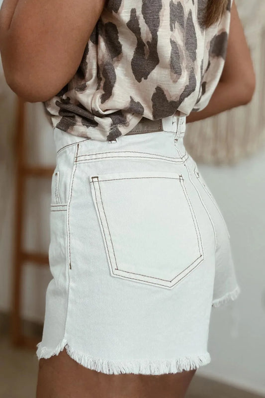Hazel Blues® |  Raw Hem High Waist Denim Shorts