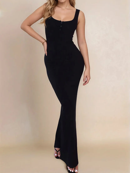 Hazel Blues® |  Devine Side Slit Wide Strap Maxi Dress