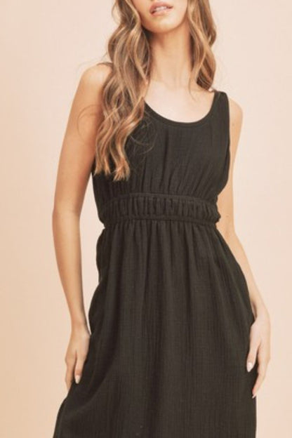 Hazel Blues® |  Aemi + Co Side Slit Round Neck Sleeveless Tank Dress