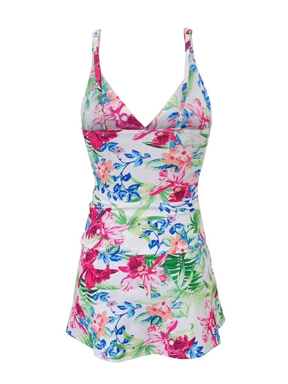 Hazel Blues® |  Printed Spaghetti Strap Top and Skirt Swim Set