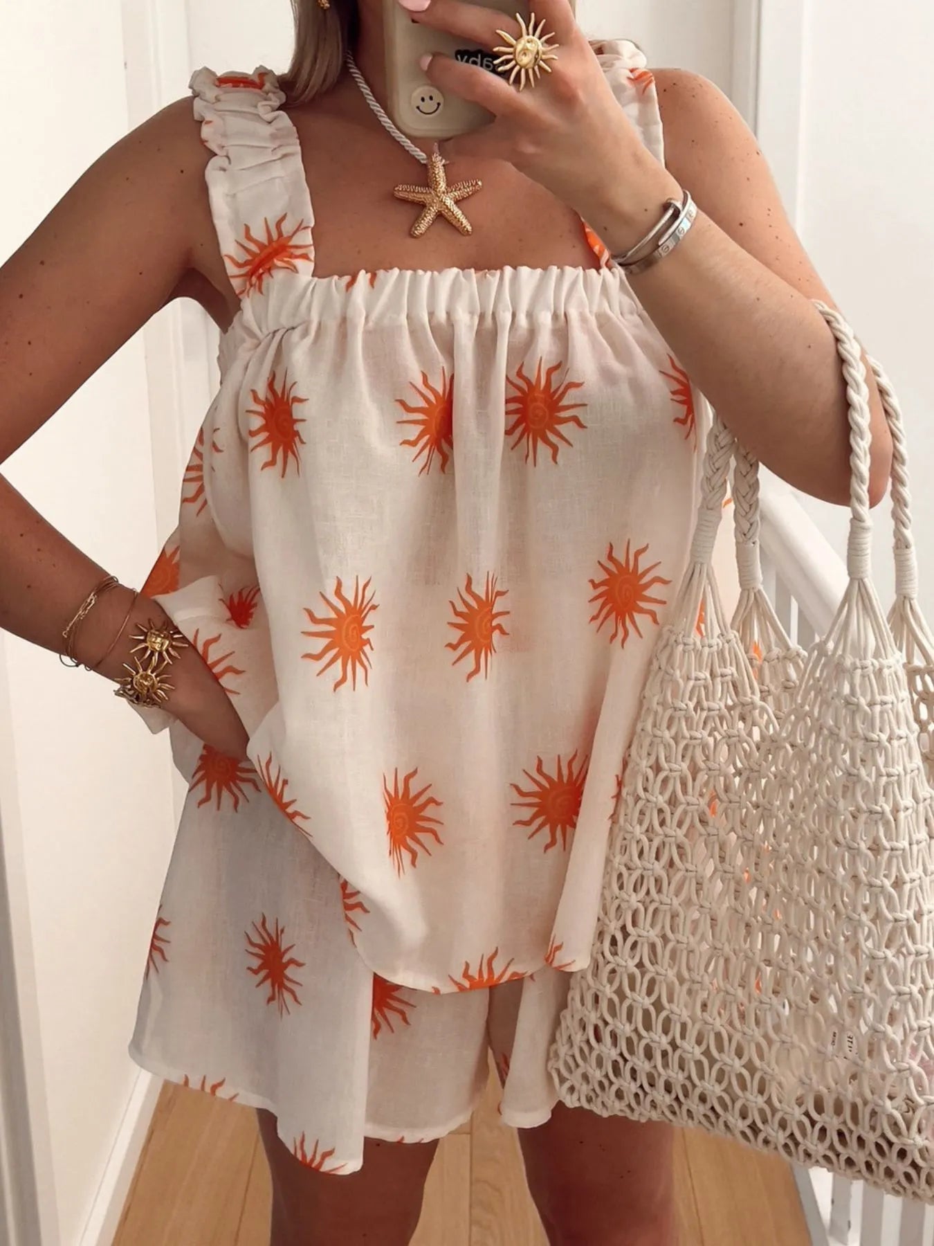 Hazel Blues® |  Striped Heart Cami Top and Shorts Set
