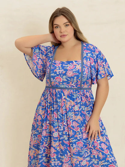 Hazel Blues® | Ruched Printed Short Sleeve Dress