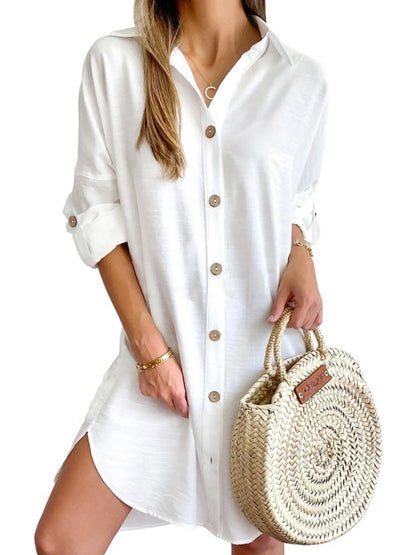 Hazel Blues® |  Button Down Long Sleeve Shirt Dress