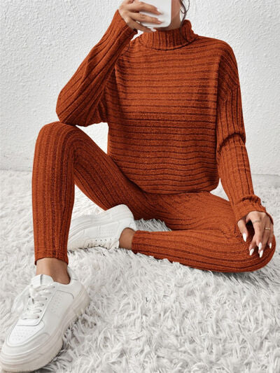 Hazel Blues® |  Ribbed Turtleneck Top and Pants Set