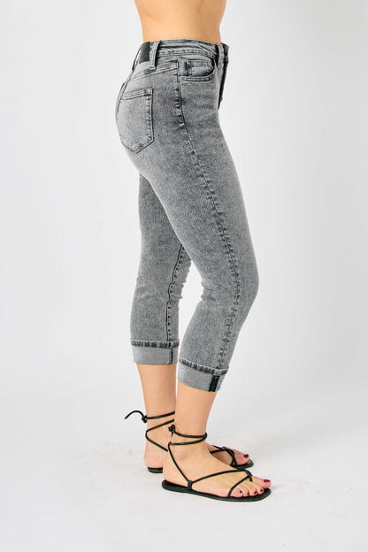 Hazel Blues® |  Judy Blue Button Fly High Waist Cuffed Capris