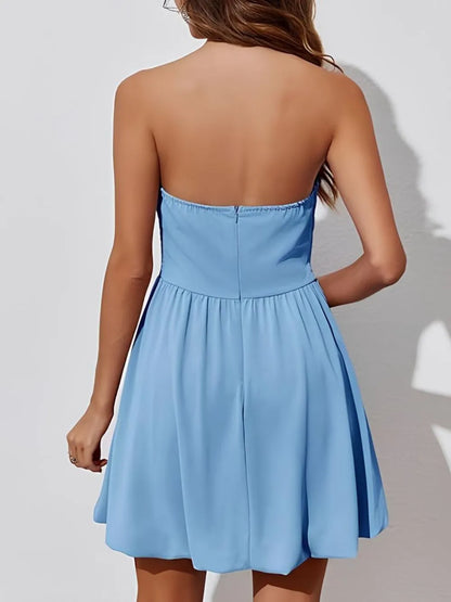 Hazel Blues® |  Ruched Tube Mini Dress