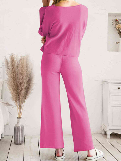 Hazel Blues® |  Long Sleeve Lounge Top and Drawstring Pants Set