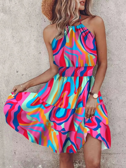 Hazel Blues® |  Paisley Print Halter Neck Mini Dress