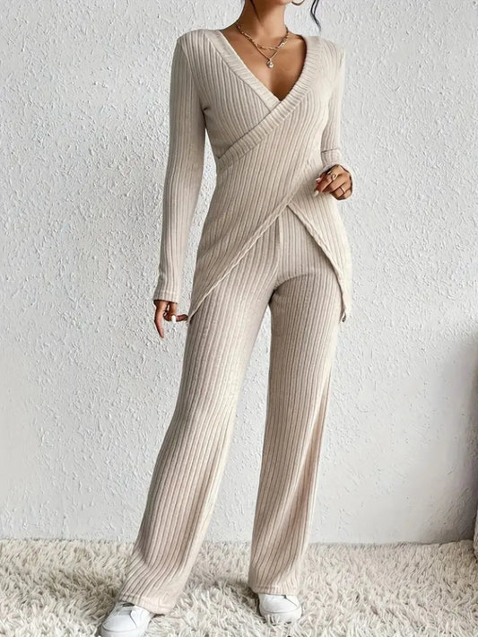 Hazel Blues® |  Surplice Long Sleeve Top and Pants Set