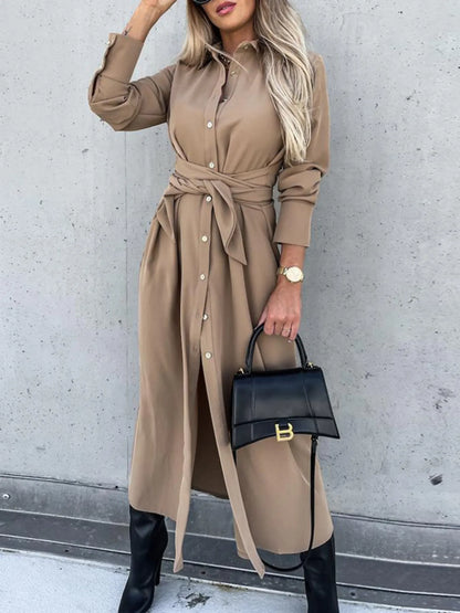 Hazel Blues® |  Button Front Long Sleeve Shirt Dress