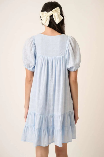 Hazel Blues® |  Mittoshop Tassel Tie Plaid Gauze Short Sleeve Mini Dress