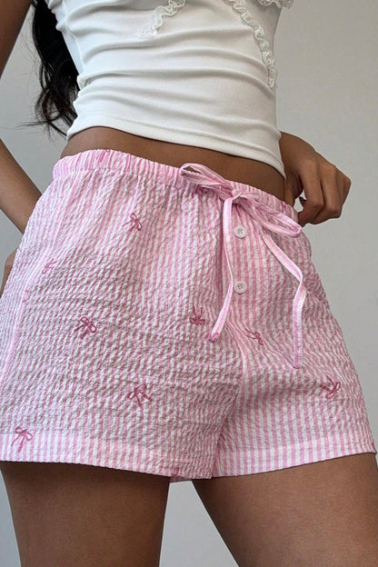 Casual Pink Stripe Wide Leg Shorts