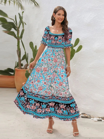 Hazel Blues® |  Floral Flounce Sleeve Midi Dress