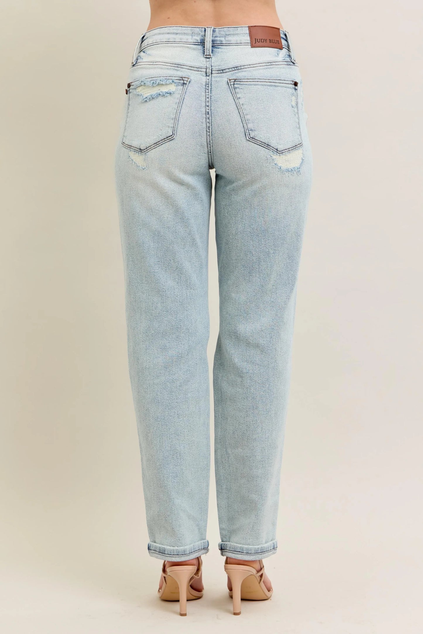 Hazel Blues® | Judy Blue Mr Repair Stitch Detail Destroy Single Cuff Bf Jeans