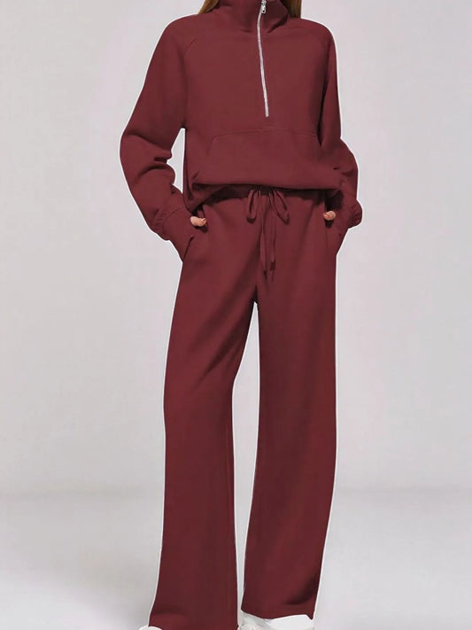 Hazel Blues® |  Half Zip Long Sleeve Top and Pants Set
