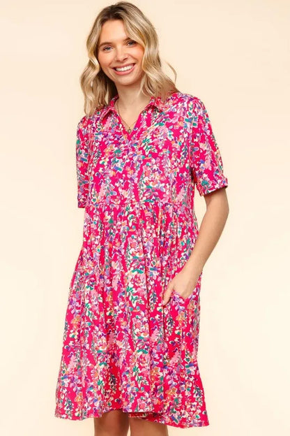 Hazel Blues® |  Haptics Johnny Collar Babydoll Dress with Side Pockets