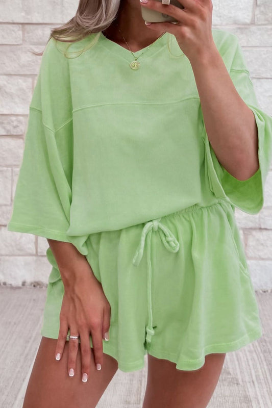 Hazel Blues® | Loose V Neck Half Sleeve Tee and Drawstring Shorts
