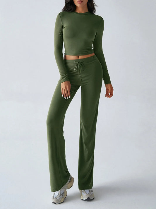 Hazel Blues® |  Round Neck Long Sleeve Top and Pants Set
