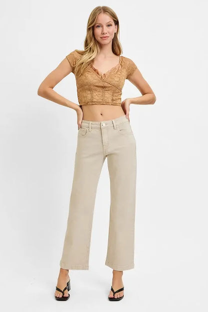 Hazel Blues® | RISEN Tummy Control Mid Rise Ankle Straight Jeans
