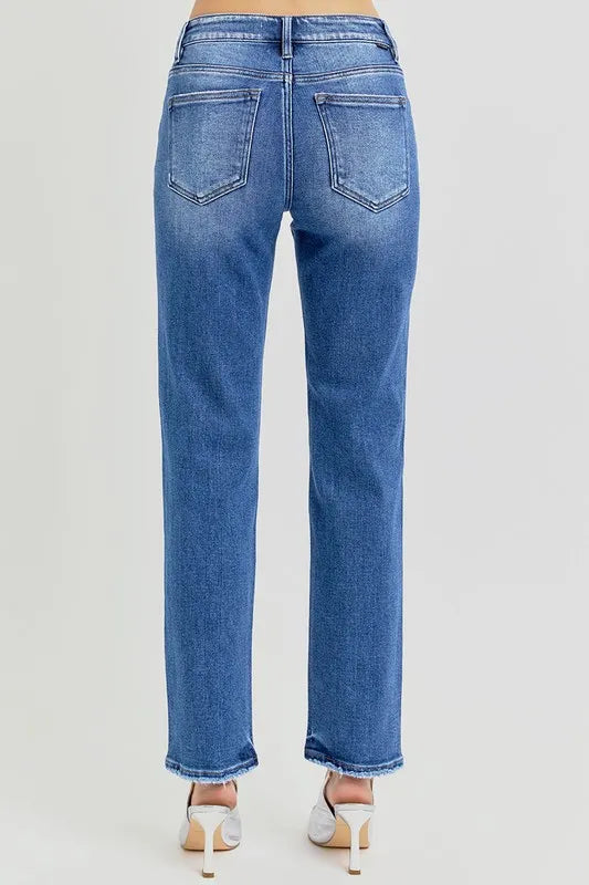 Hazel Blues® |  RISEN Mid Rise Ankle Tapered Jeans