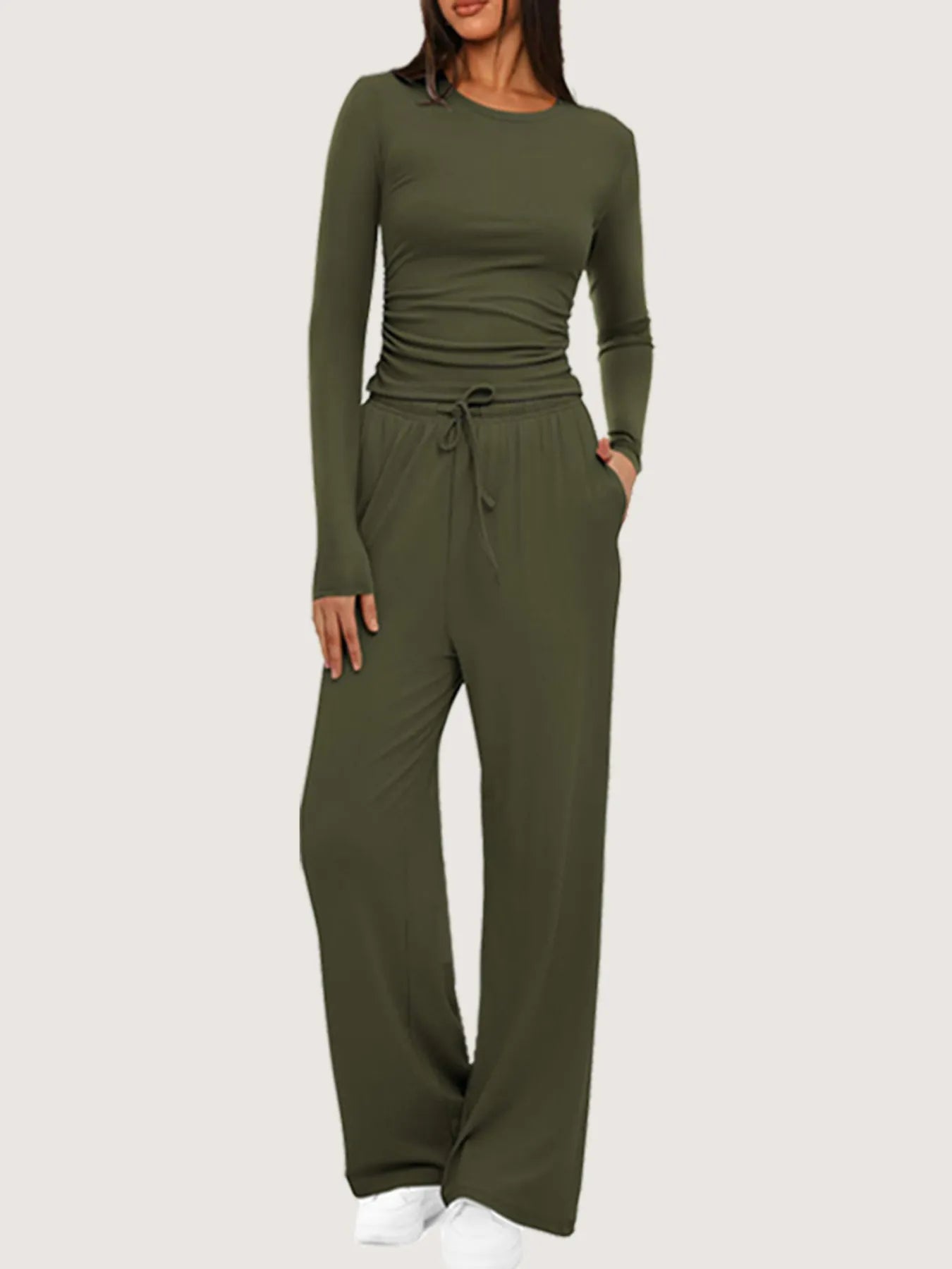 Hazel Blues® |  Round Neck Long Sleeve Top and Pants Set