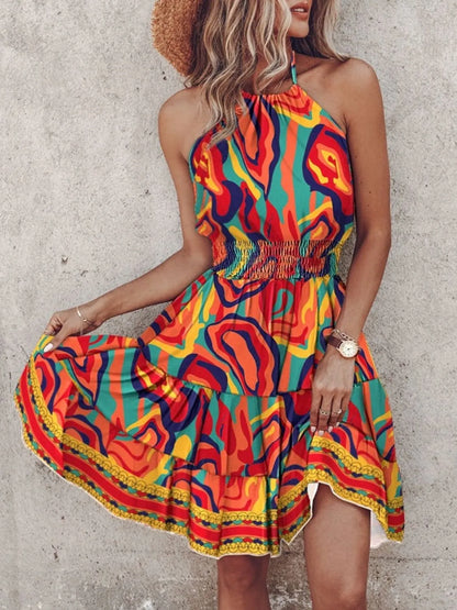Hazel Blues® |  Paisley Print Halter Neck Mini Dress