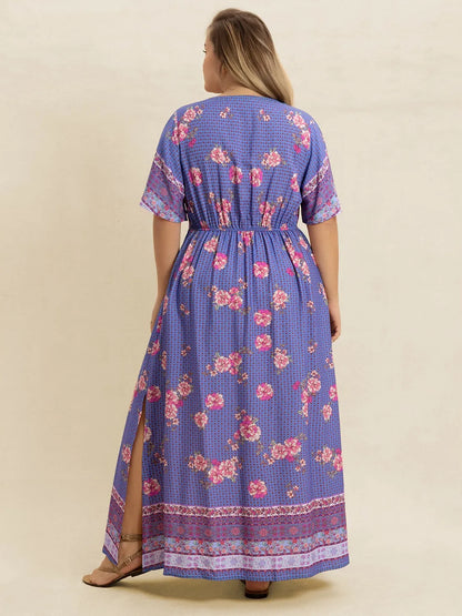 Hazel Blues® | Printed V-Neck Flutter Sleeve Dress