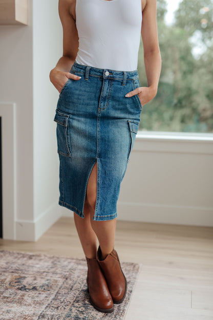 Hazel Blues® |  Always Be There Cargo Denim Skirt