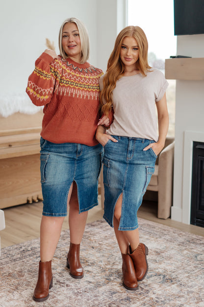 Hazel Blues® |  Always Be There Cargo Denim Skirt