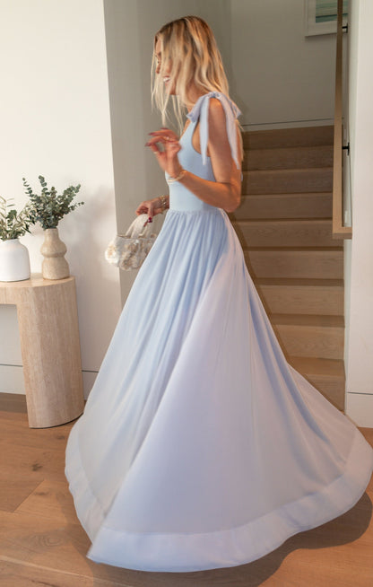 Harper Maxi Dress ~ Steel Blue Chiffon